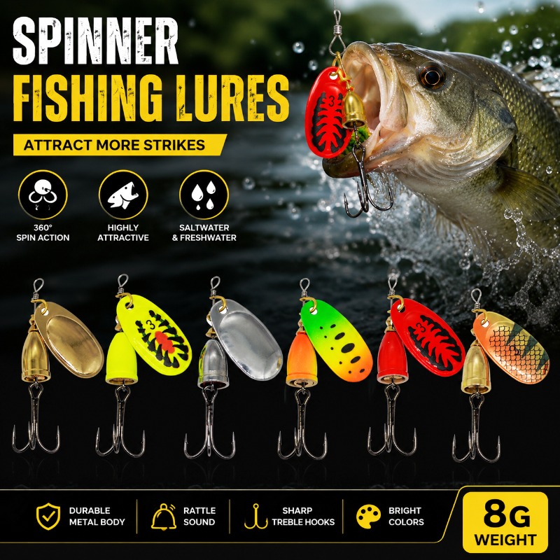 Fishing Lure Blade Bait - طعم صيد دوار معدني 8 جرام،